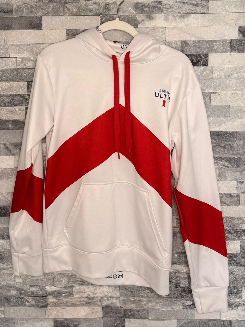 Men’s White & Red Chevron Crewneck Hoodie